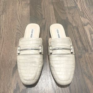 Bone crocodile slide on mules